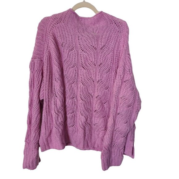 J. Crew Womens 2X Pink Long Sleeve Mock Neck Alpaca Pointelle Cable Knit Sweater - Picture 9 of 9